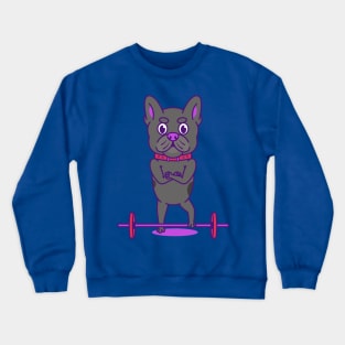 Black French Bulldog with a barbell Crewneck Sweatshirt